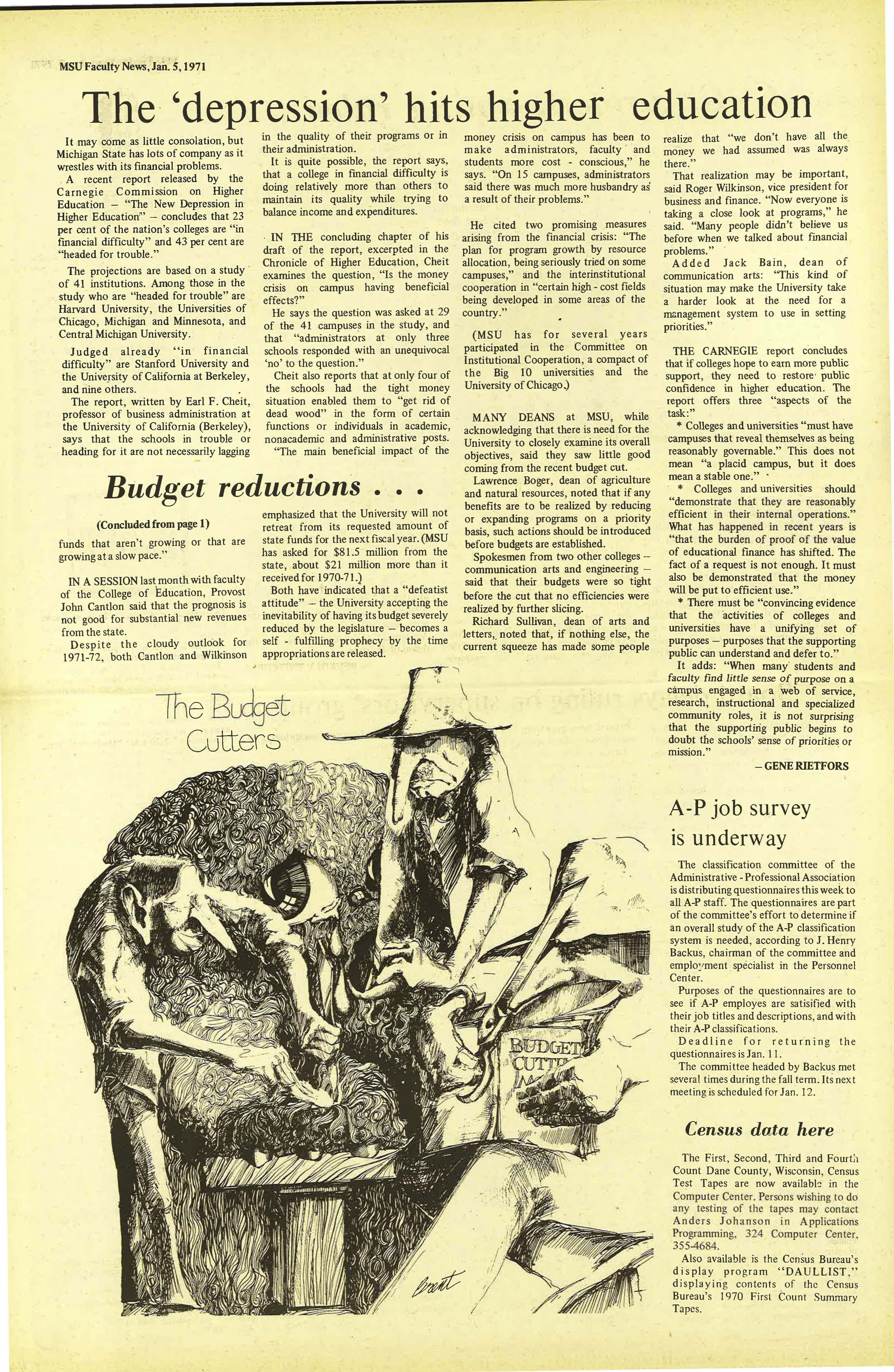 MSU News Bulletin, Vol. 2, No. 12, January 12, 1971