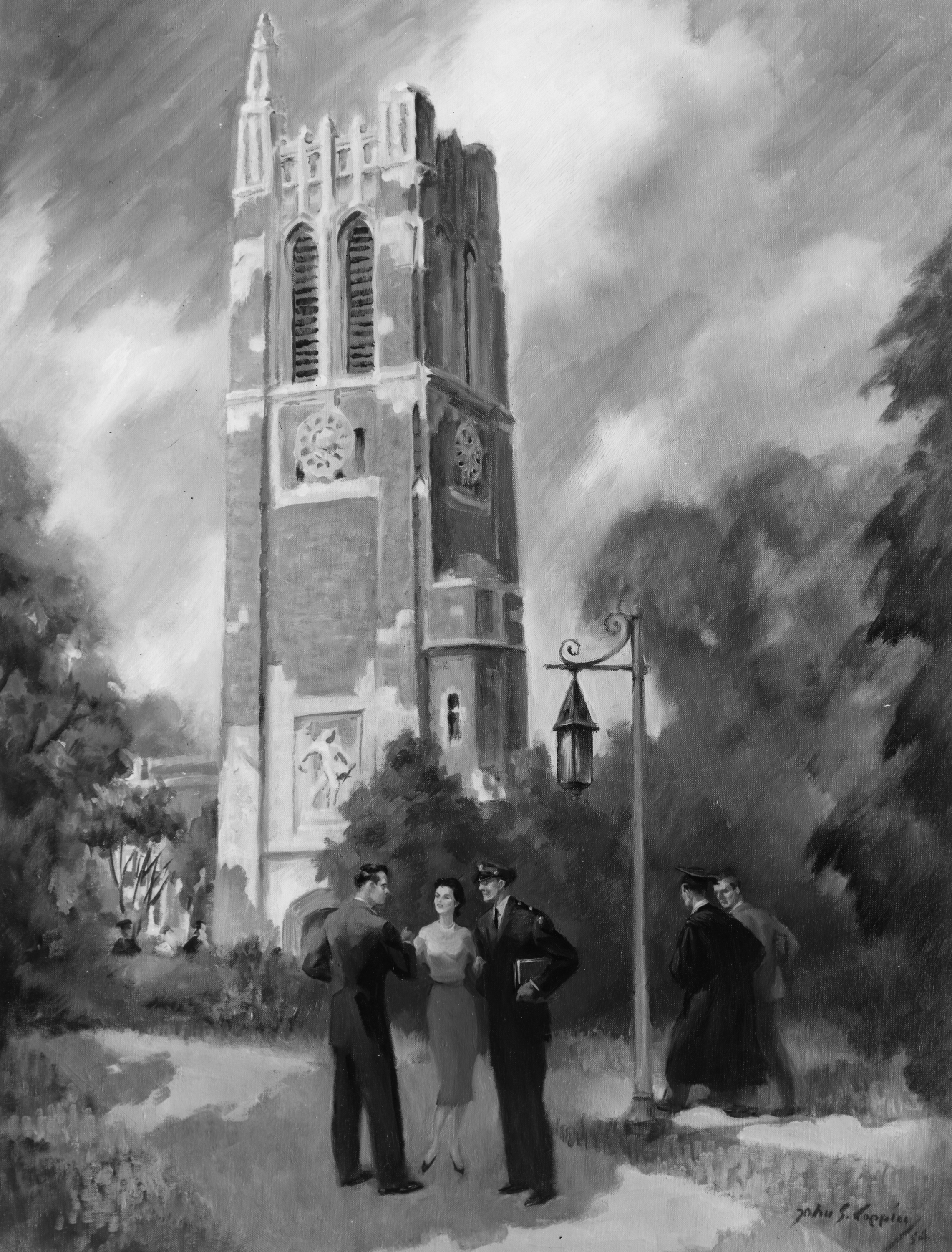 Painting of Beaumont Tower, undated