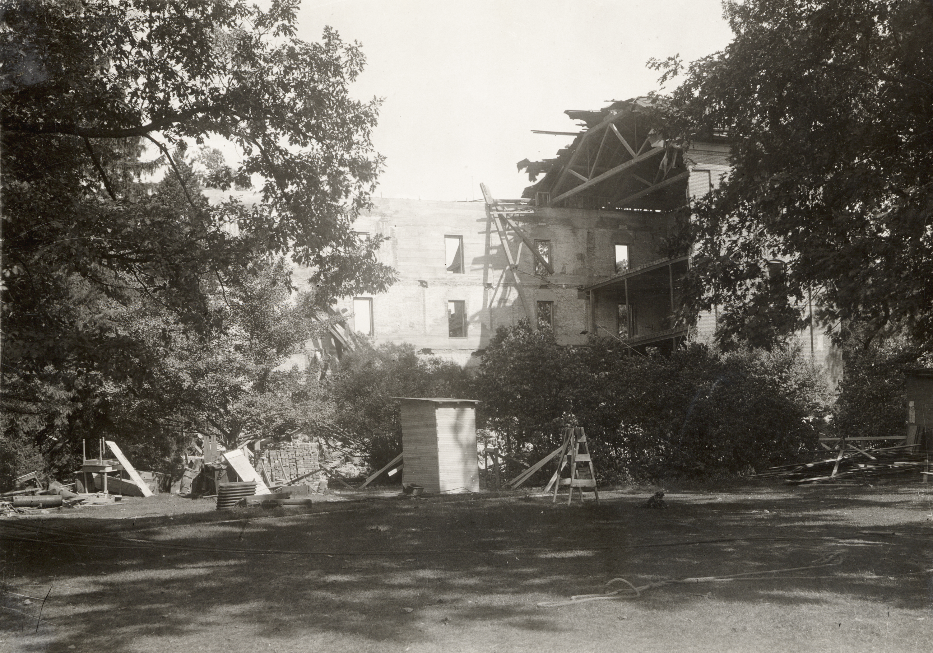 College Hall being deconstructed, 1918