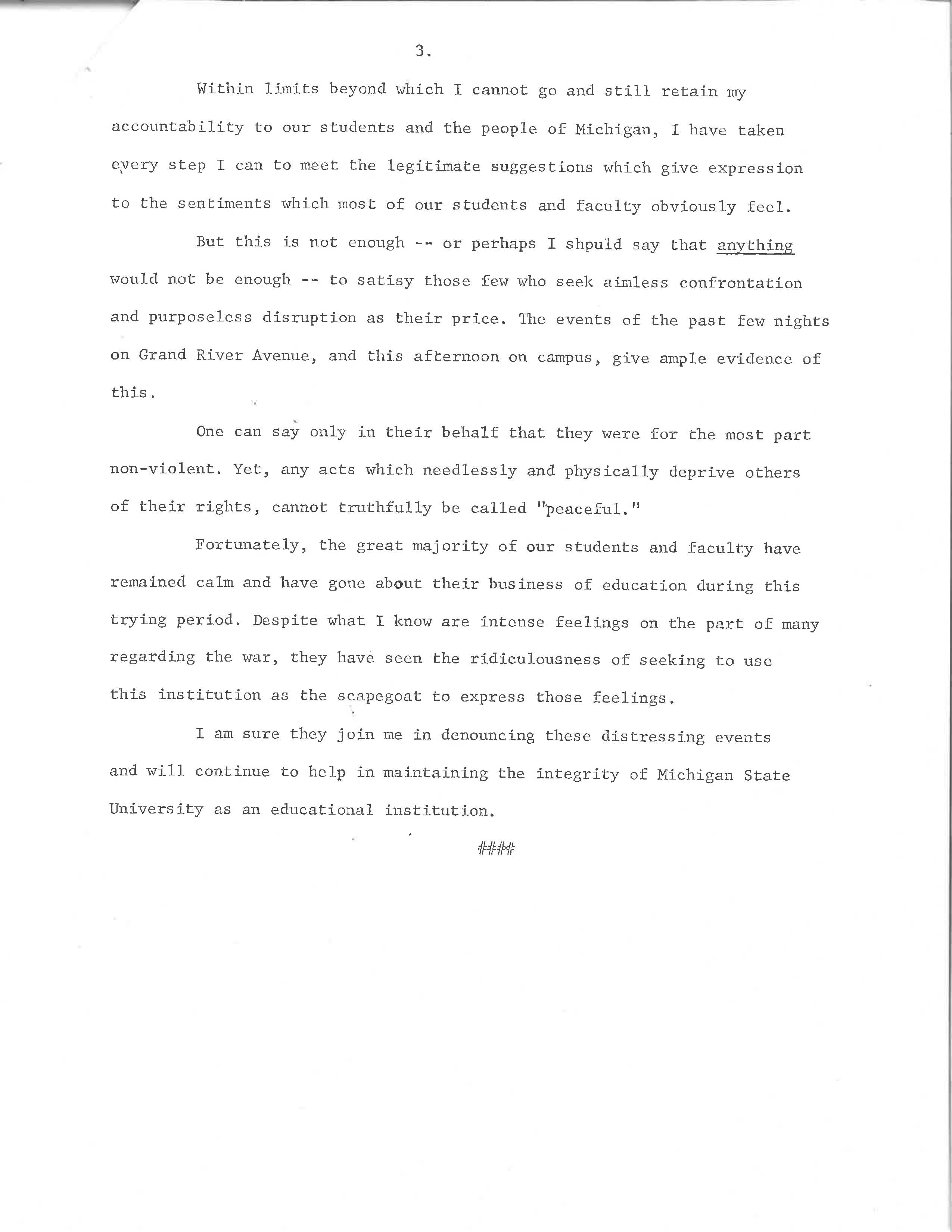 President Wharton Statement, Page 3