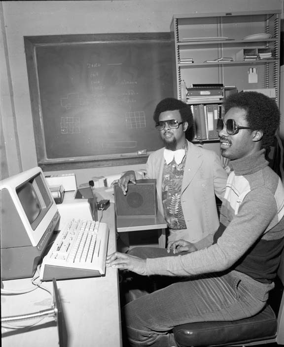 Stevie Wonder at Computer Terminal