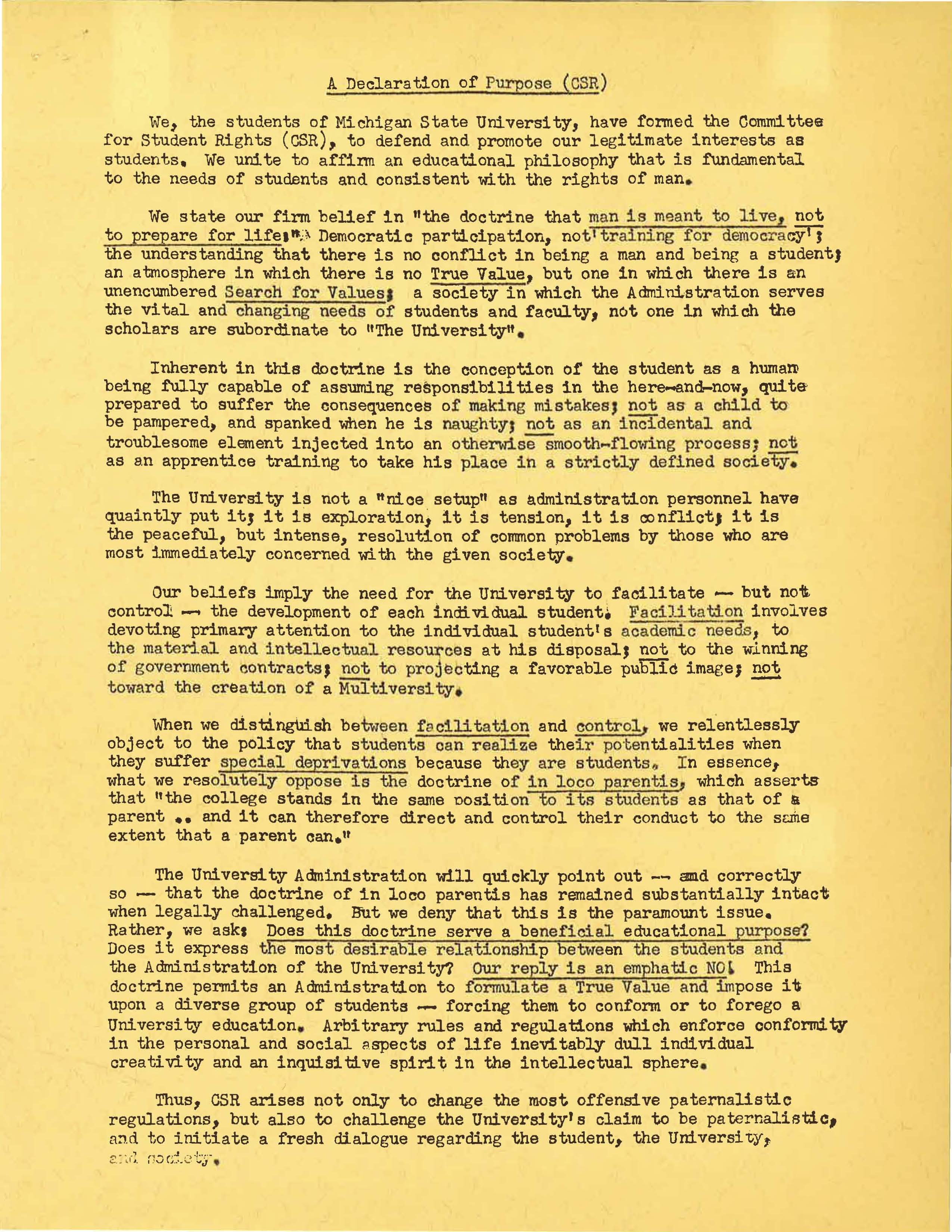 Declaration of Purpose, 1965