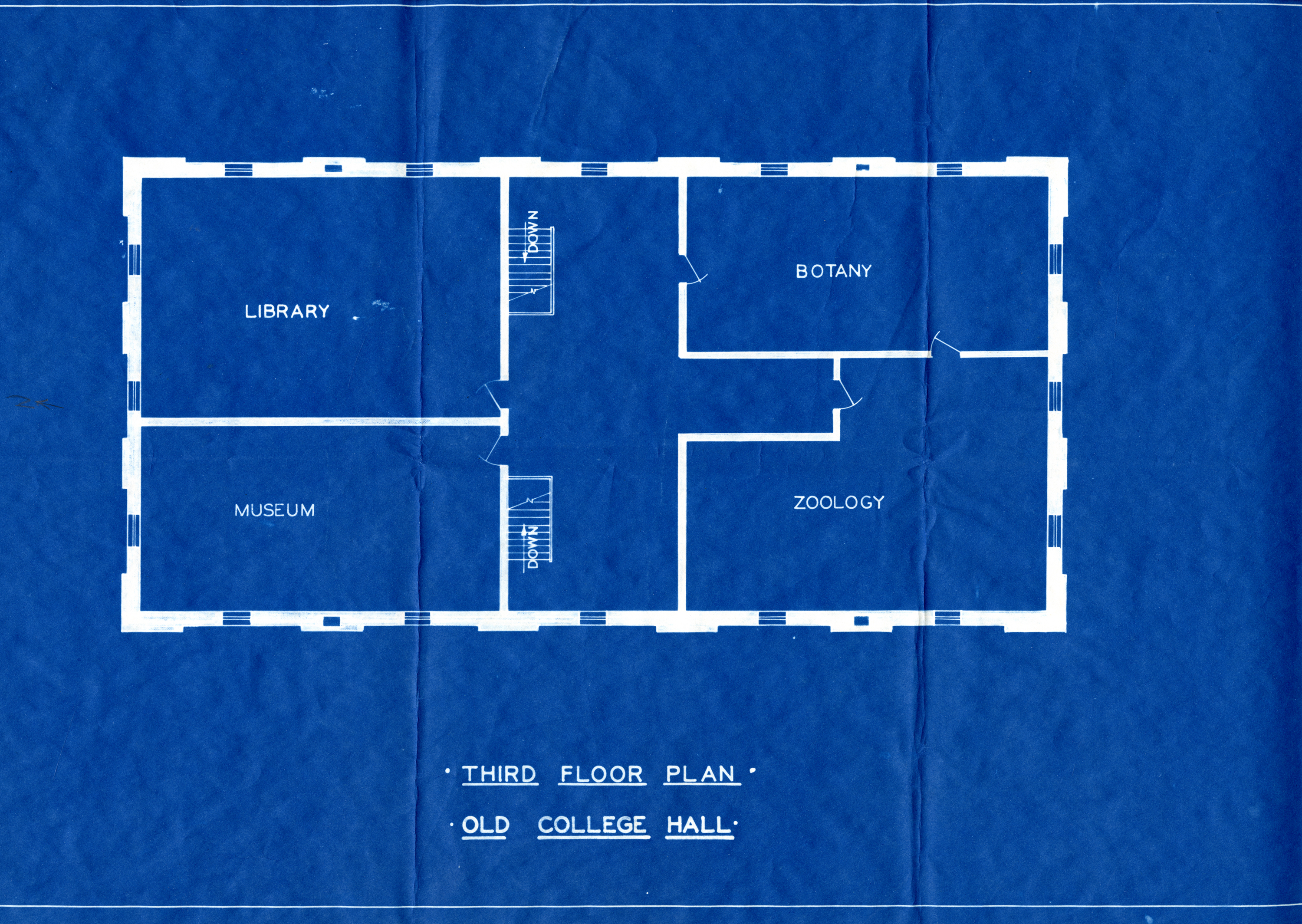 Blue Print for College Hall, Third Floor