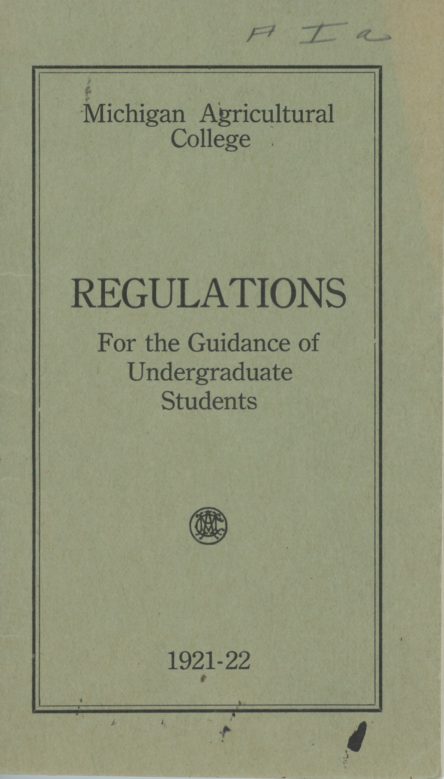 Student Handbook, 1921-1922