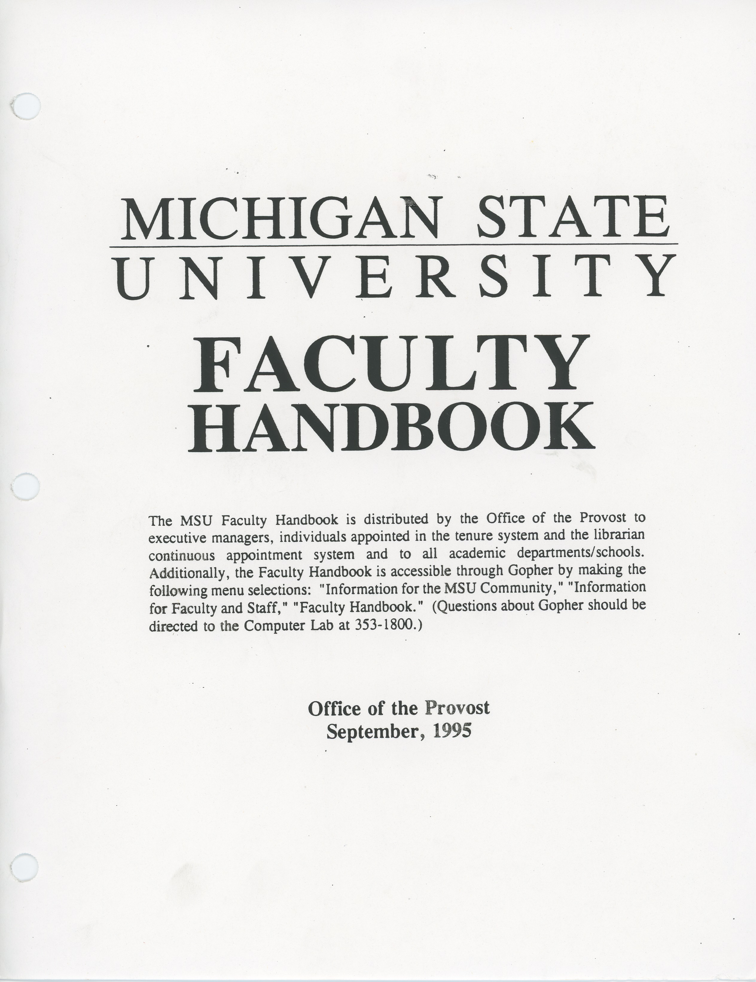 Faculty Handbook, 1995