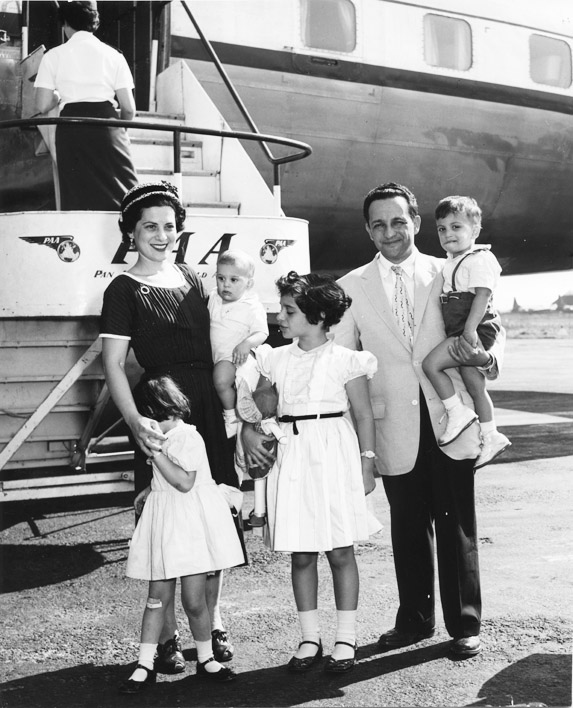 Wesley Fishel and Family at Saigon Airport, 1956