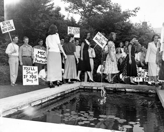 Male Students Protest Longer Hemlines, circa 1947