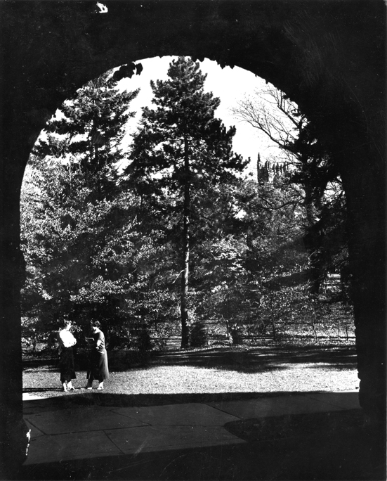 View through an archway, ca. 1950