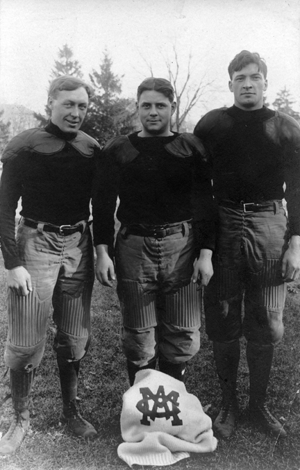 Three M.A.C. football players, circa 1900-1909