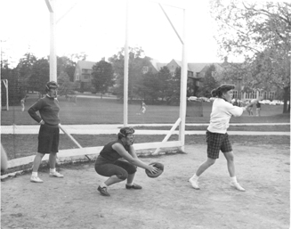 Women playing softball