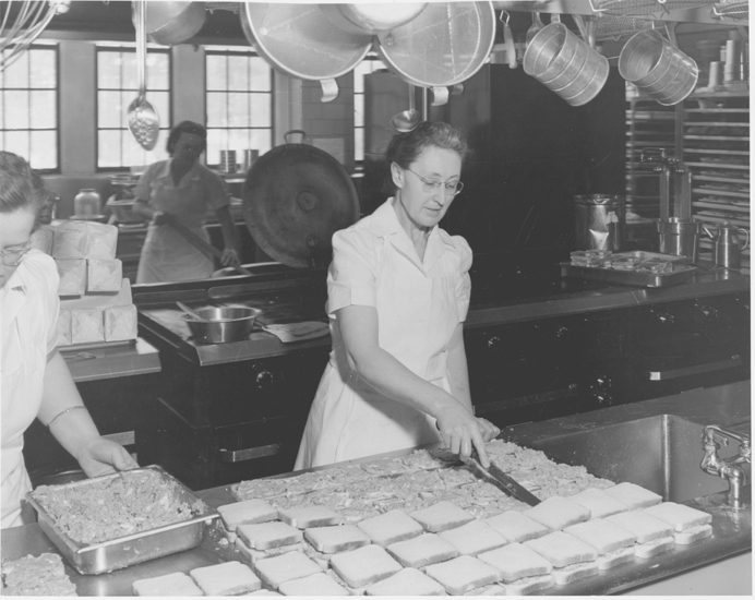 Preparing sandwiches at Landon Hall, 1948