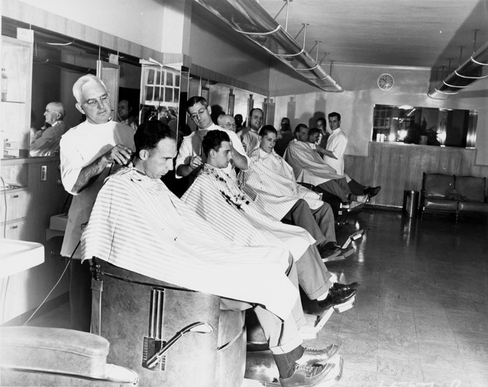 The Union Building barbershop, 1949