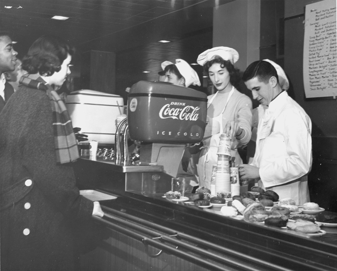 Serving line at the Union Grill, 1957