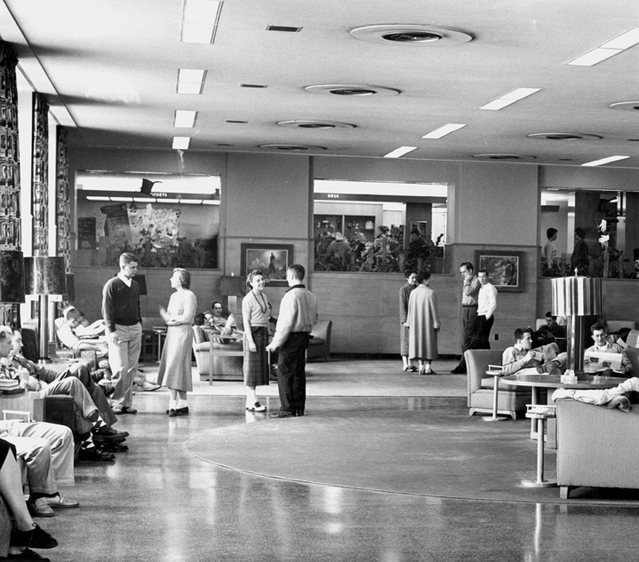 Students at the Union main lounge, date unknown