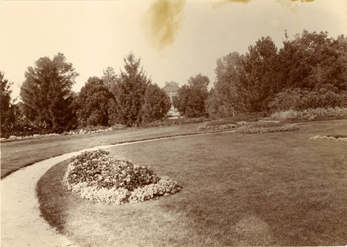 Path through campus to Abbot Hall, 1896