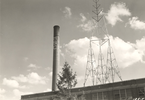 The MSC smokestack and radio tower, date unknown