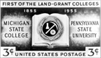 Postage stamp commemorating the first land-grant colleges, 1955
