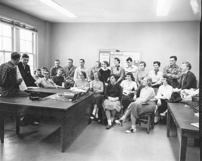 State News staff meeting, 1955