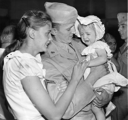 Veteran with wife and baby, 1951