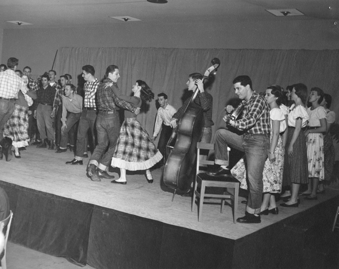 Students rehearse the "Michigan Dream," 1955