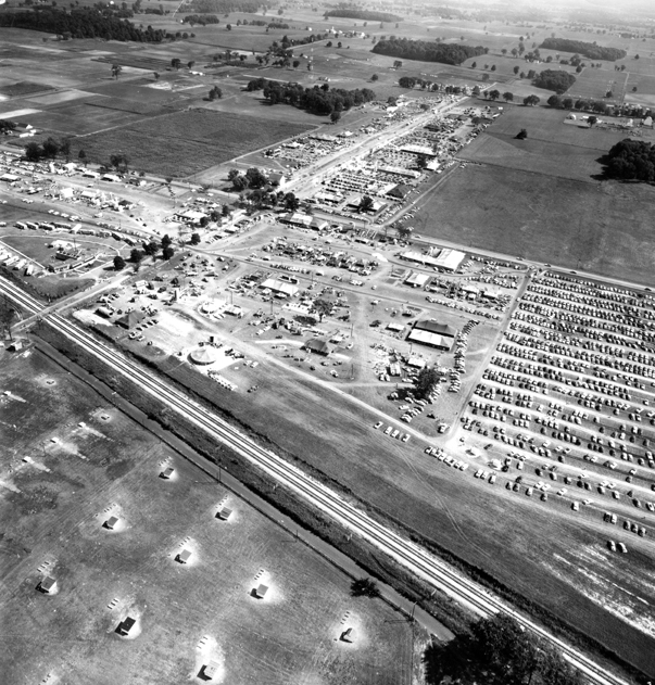 Aerial photo of centennial celebrations, 1955