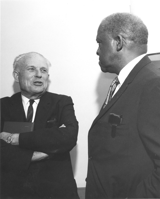 John A. Hannah meets with Dr. George M. Johnson, 1968