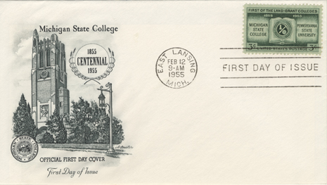 Postcard featuring Beaumont Tower, 1955