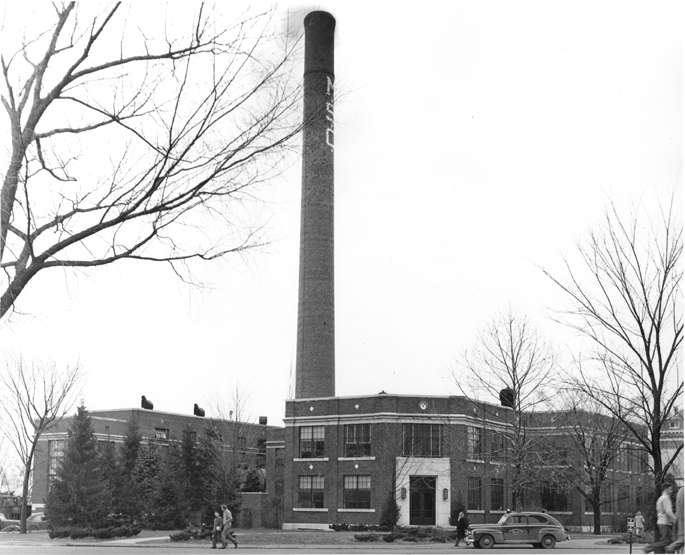 Power Plant and MSC Smokestack, 1946