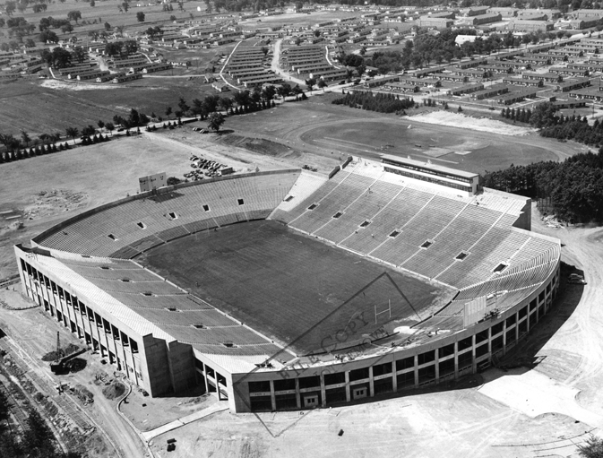 An aerial shot of Spartan Stadium, 1948