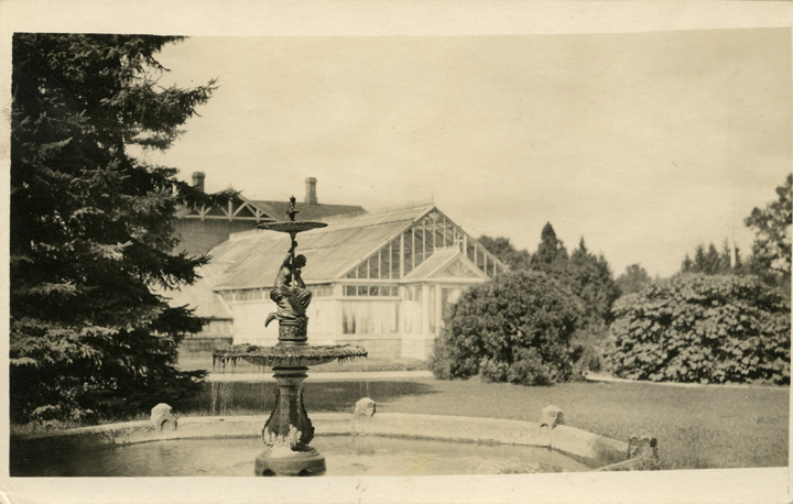 Fountain near greenhouse, 1883