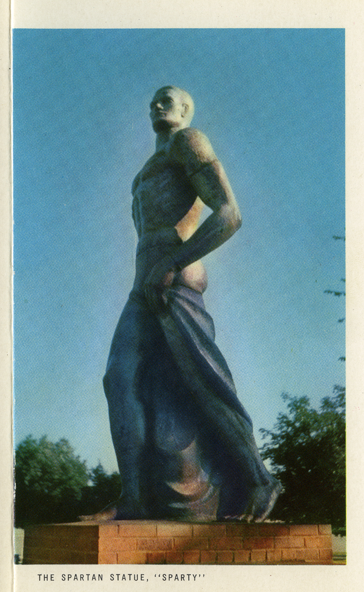 The Spartan Statue, "Sparty" (Michigan State Centennial Postcard Pack), 1955