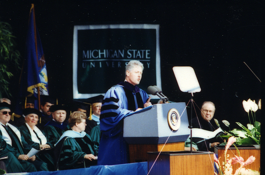 President Clinton Delivering Commencement Address, 1995