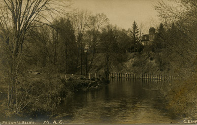 President's House as viewed from Red Cedar River, circa 1870