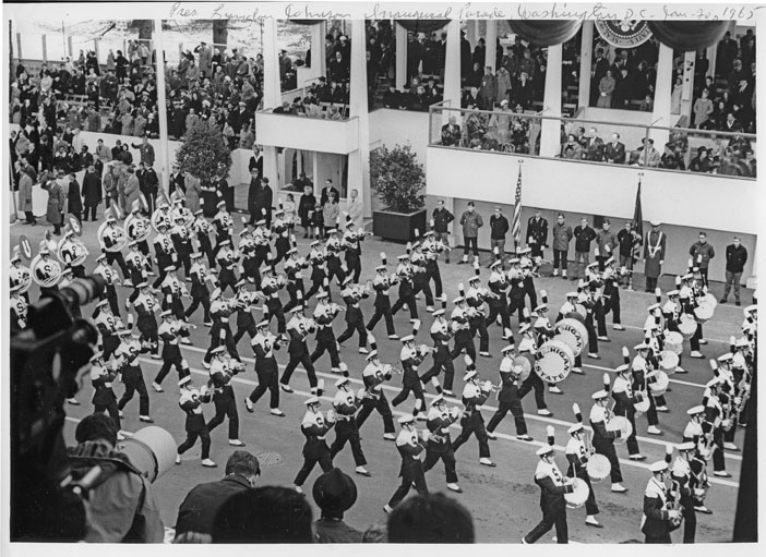MSU Band at the  Inaugural Parade for President Lyndon Johnson, 1965