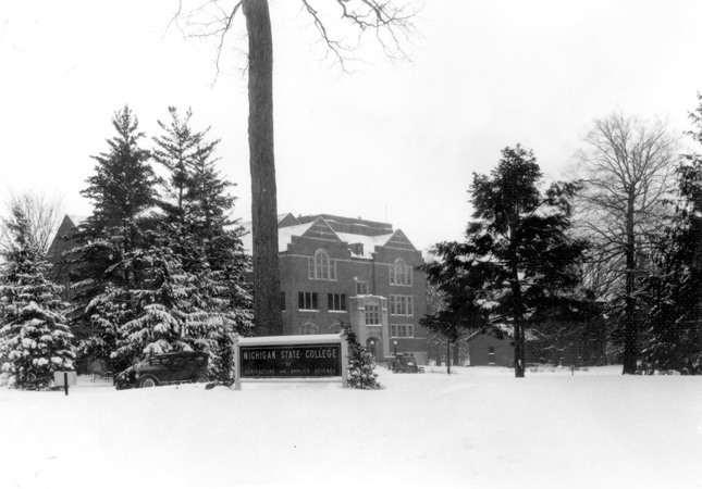 The MSU Union in winter, circa 1935