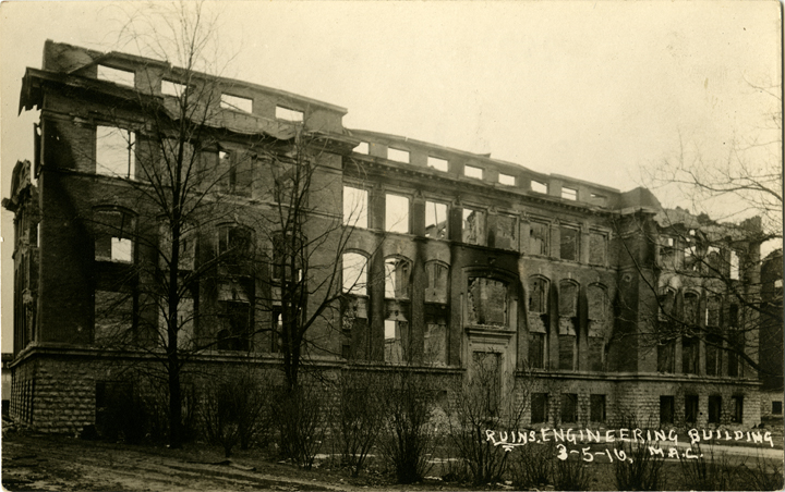 Ruins of the Engineering Building after fire, 1916