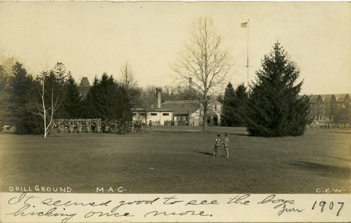 Two Cadets Standing on the Drill Grounds, 1907