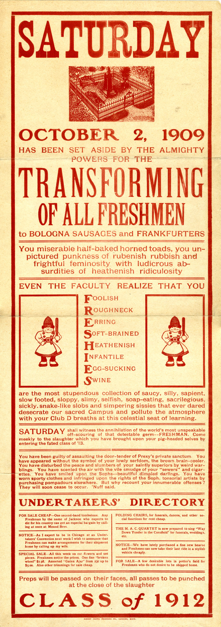 Freshies" Class Rivalry Poster, 1909