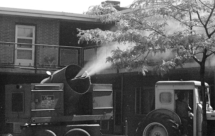 Spraying Trees on Campus, 1971
