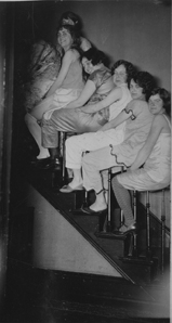 Omicron Nu members on staircase, 1926