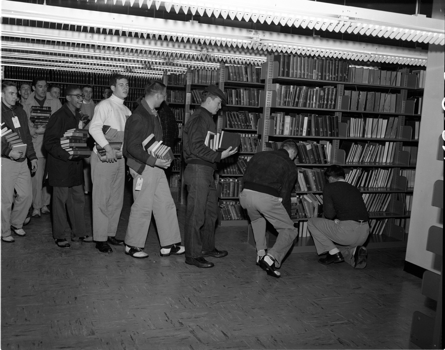 Students Moving Books to New Library, 1956