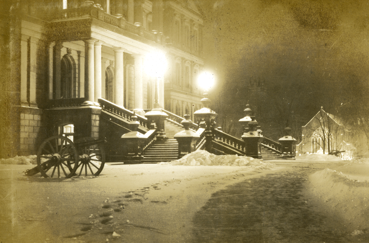 Lansing capitol grounds view in winter, taken by Onn Mann Liang, circa 1925
