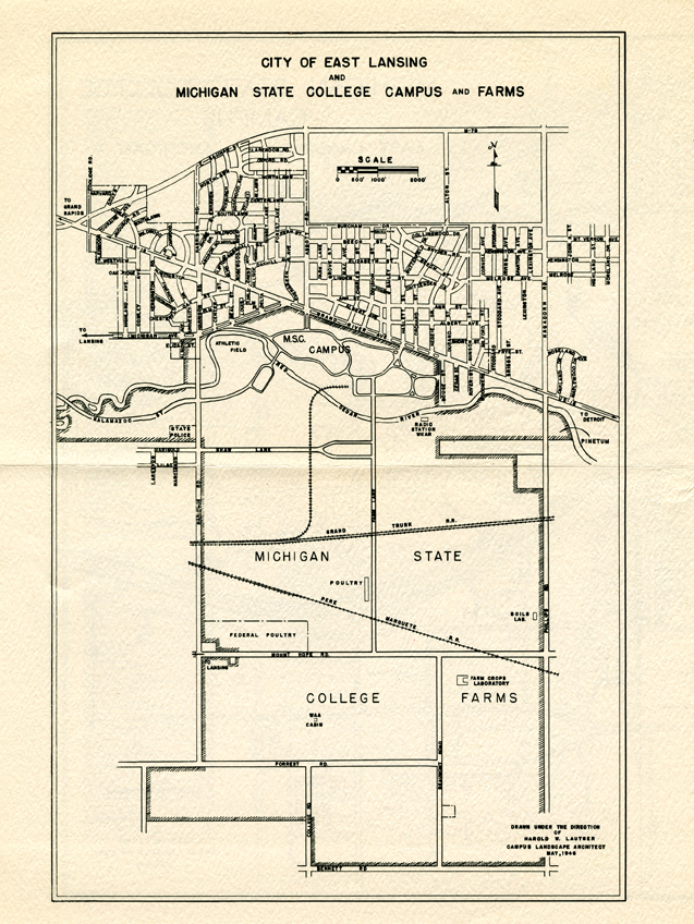 East Lansing map from maps of MSC & its vicinity, 1946
