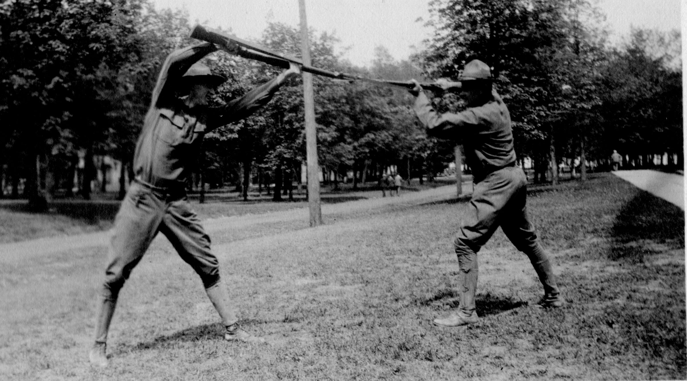 Soldiers Practicing Bayonet Fighting, circa 1918