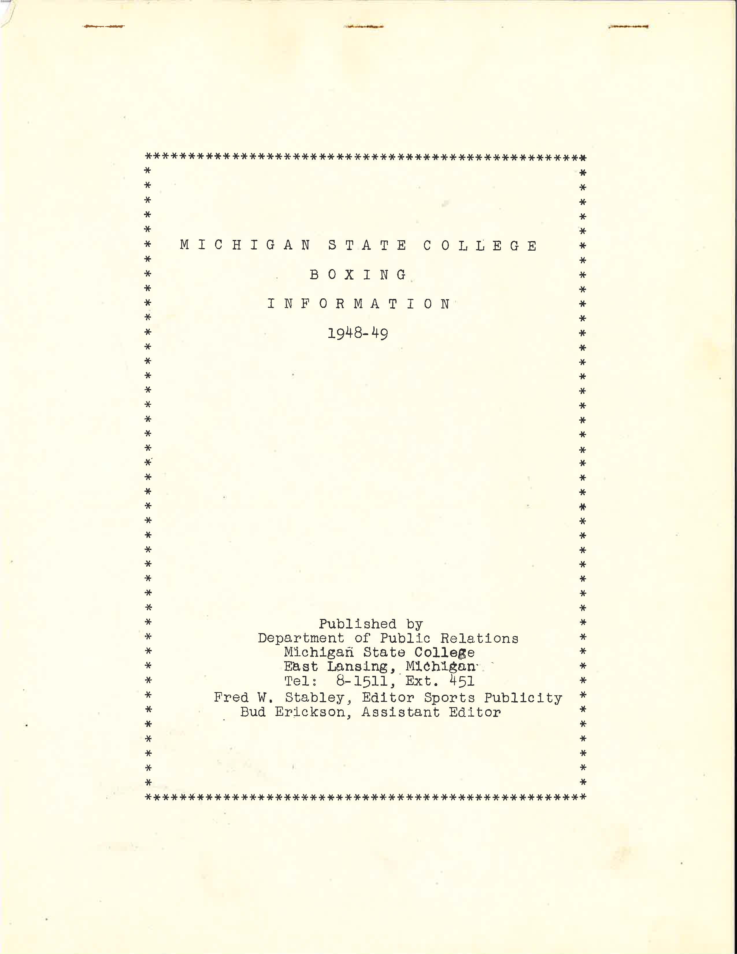 MSC Boxing Information, 1949