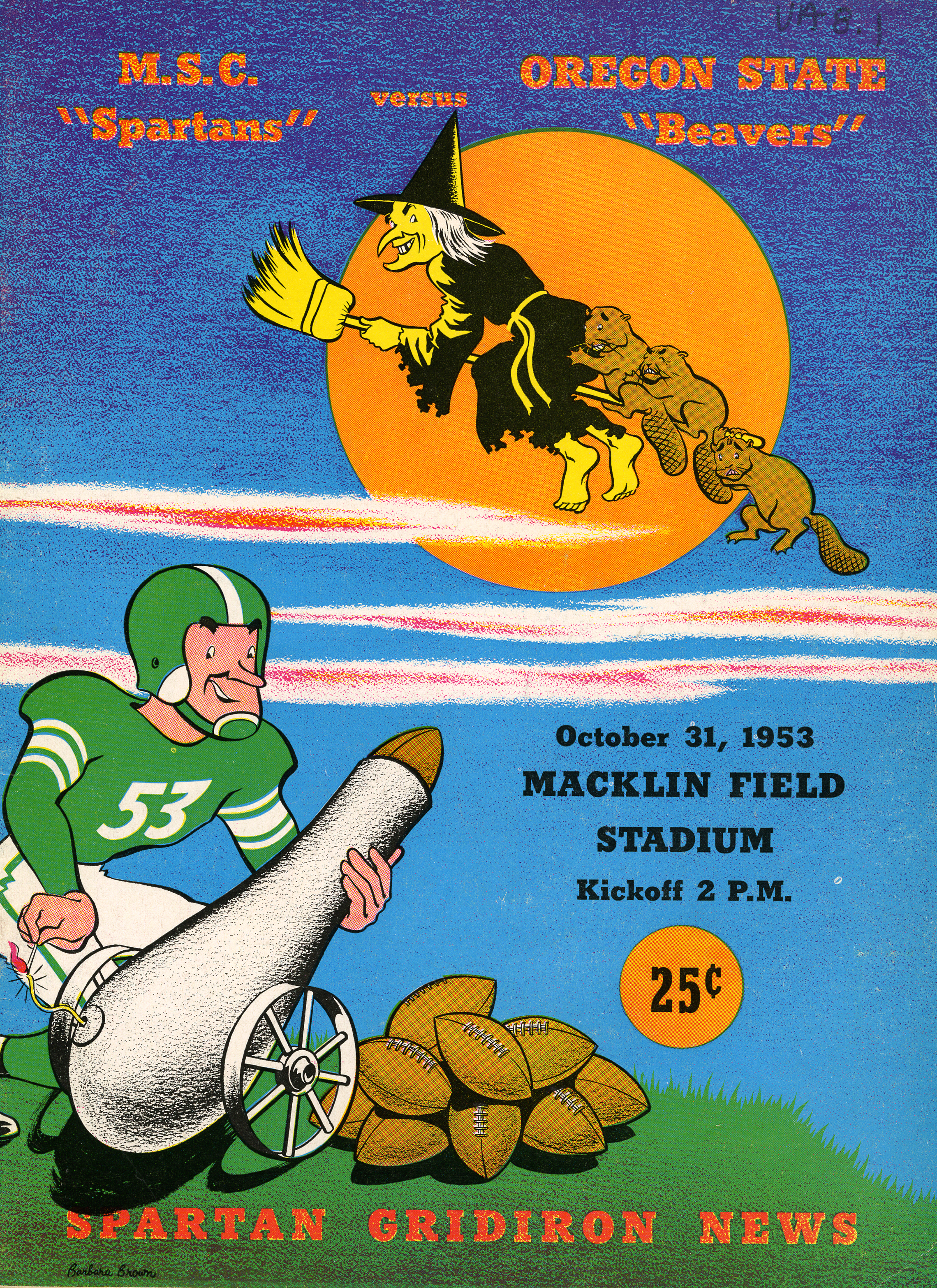 MSC vs. Oregon State, Spartan Gridiron News, October 31, 1953