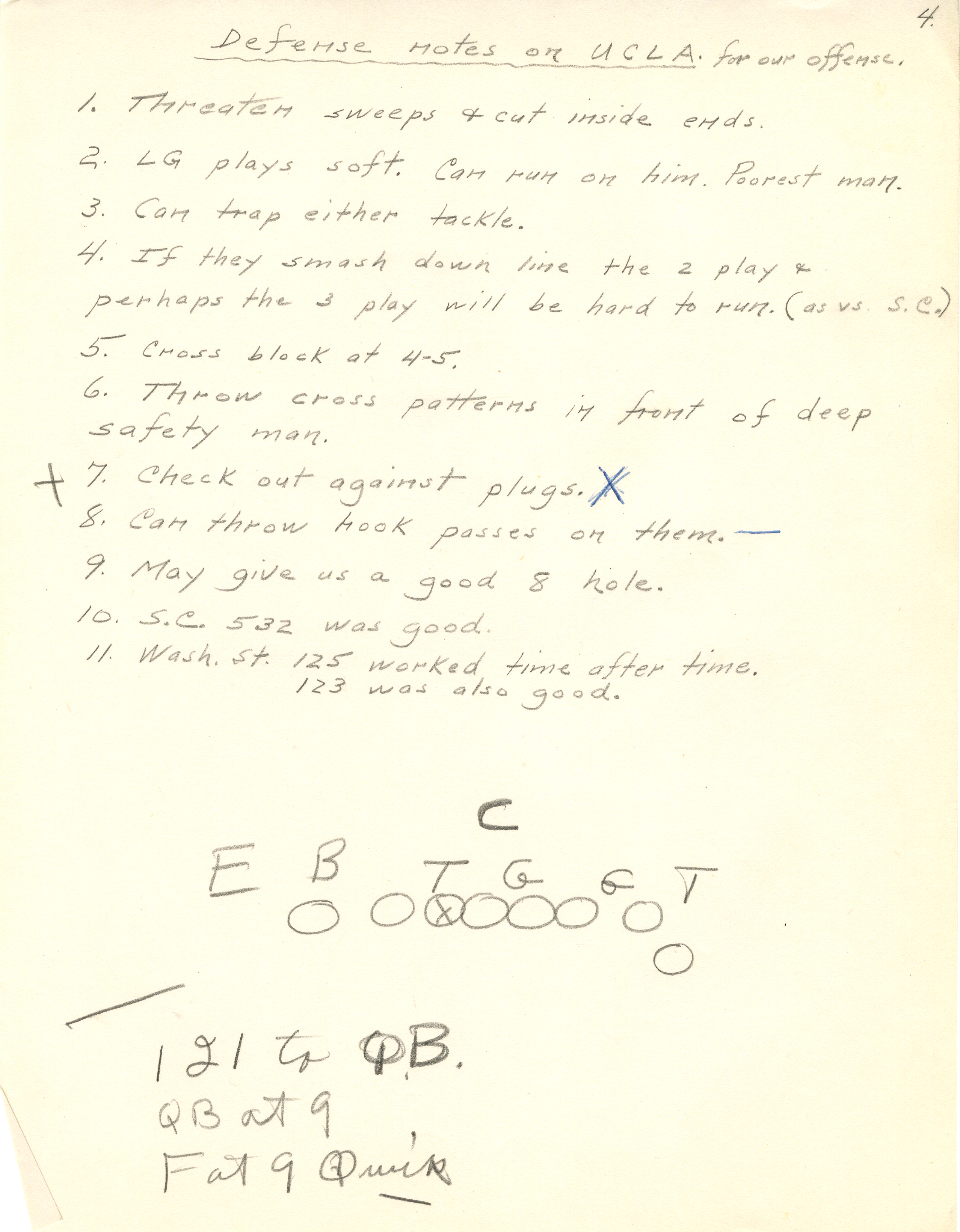 Defense notes on U.C.L.A. for our offense, 1953