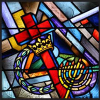 Altar window - Cross and Crown