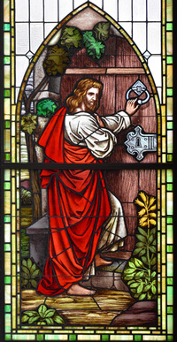 Jesus Standing at Door and Knocks close-up