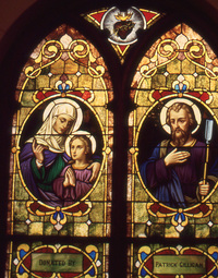 Mary with boy Jesus (left) and St. Joseph (right)